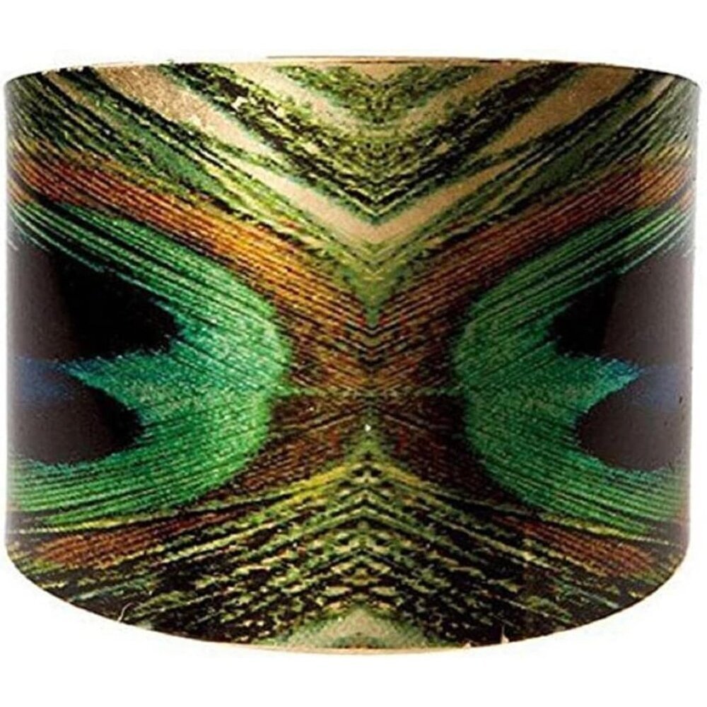 Peacock Feather Wide Cuff Bracelet Vintage Jewelry Adjustable Chunky Bangle
